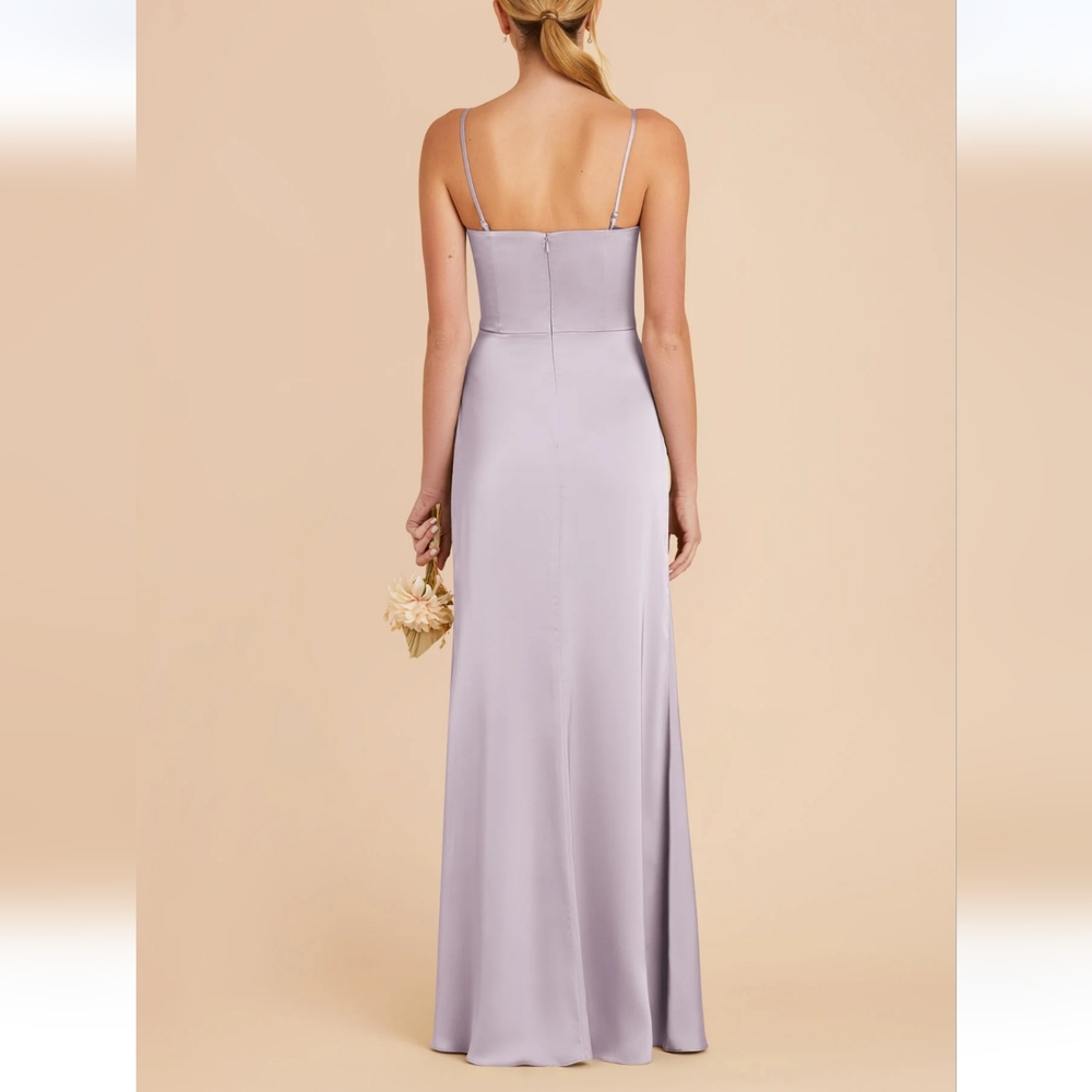 NWT Birdy Grey Anne Matte Satin Dusty Lilac Bridesmaid Dress - Removable Straps - Picture 3 of 5